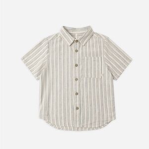 Rylee + Cru Striped Short-Sleeve Button-Up Shirt - Cream/Blue
